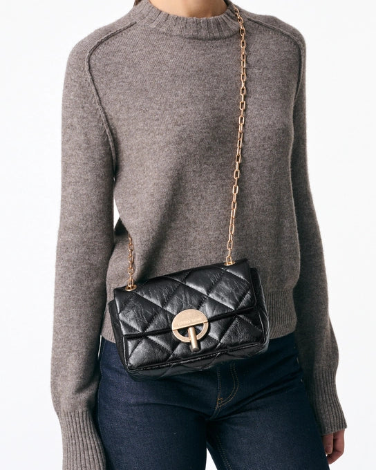 sac bandoulière en cuir craquelé, modèle moyen, marque Vanessa Bruno, modèle Moon M