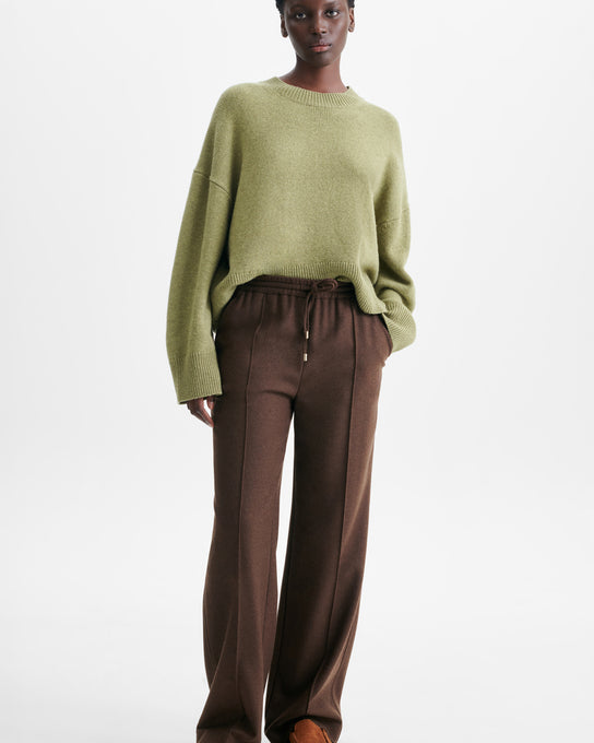 pantalon large en laine et polyamide, marque Vanessa Bruno, modèle Cliff, coloris marron