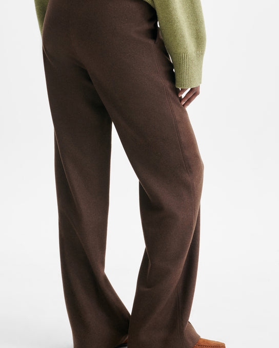 pantalon large en laine et polyamide, marque Vanessa Bruno, modèle Cliff, coloris marron
