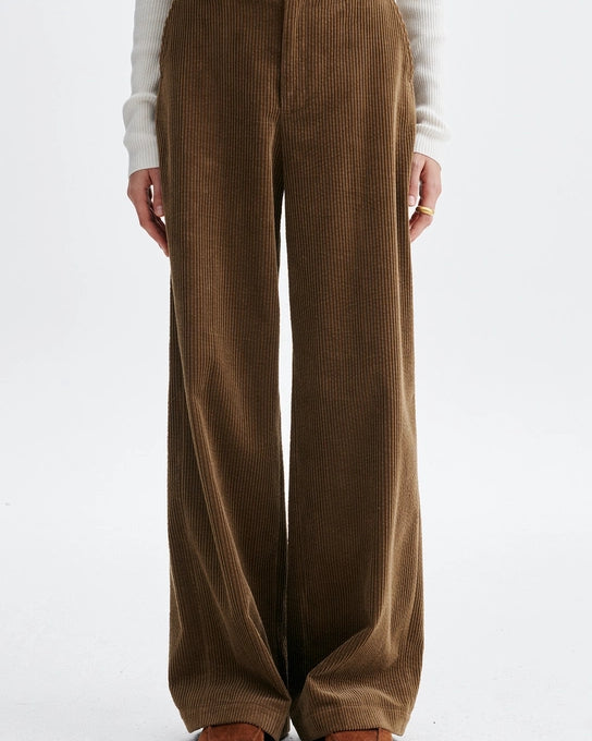 pantalon en velours côtelé, marque Vanessa Bruno, modèle Heric, coloris taupe