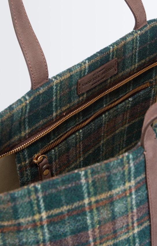 cabas zippé imprimé tartan, grand modèle, marque Vanessa Bruno