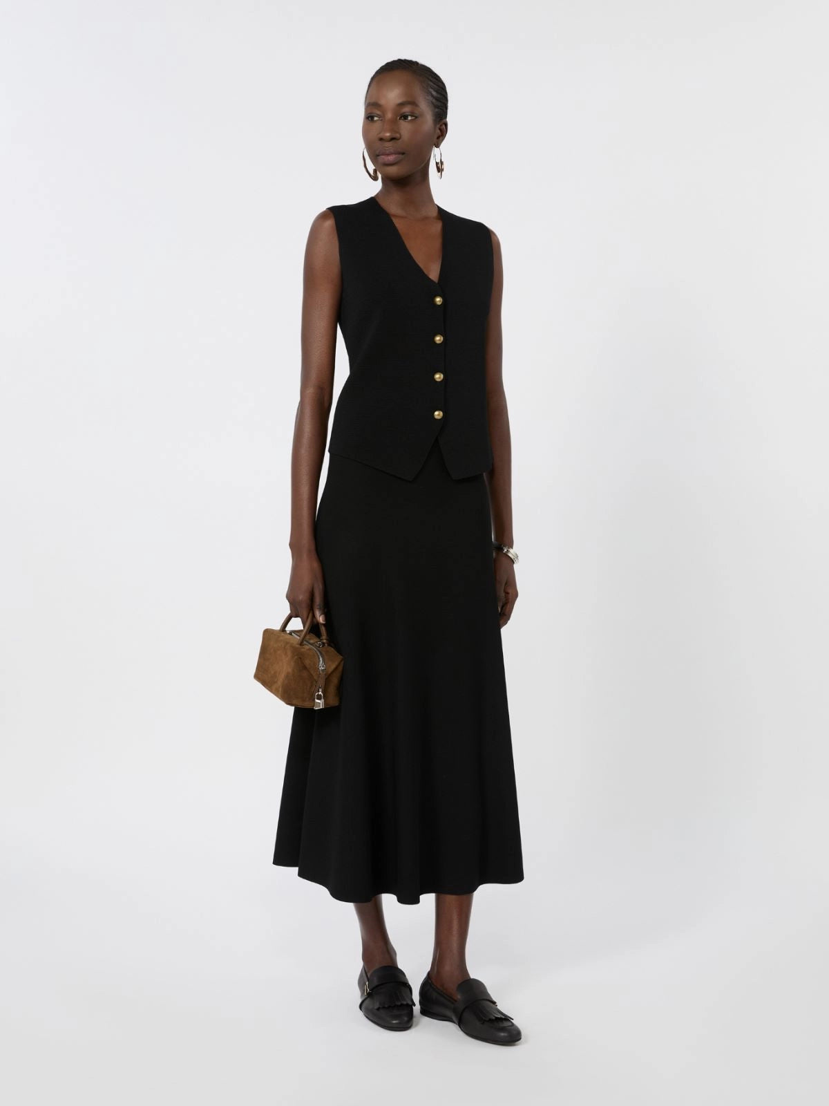 Jupe en maille Fuggito Max Mara, coloris noir, viscose – vue 2