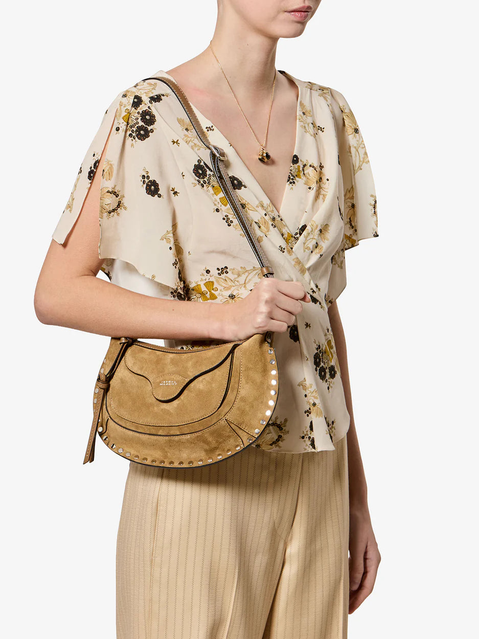 Sac Moon pocket Isabel Marant, coloris taupe, cuir