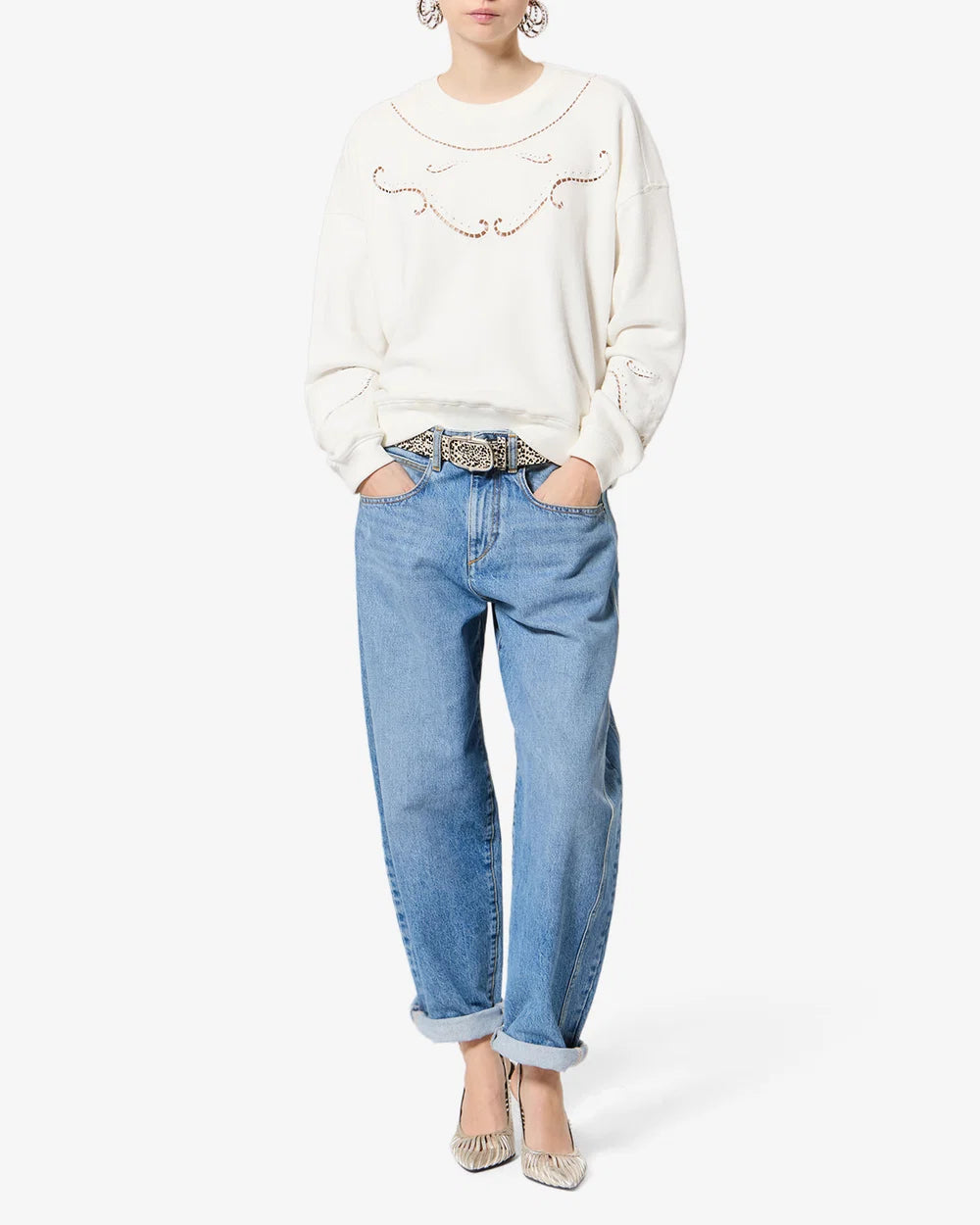 Sweat Vella Isabel Marant Etoile, coloris ecru, coton – vue 2