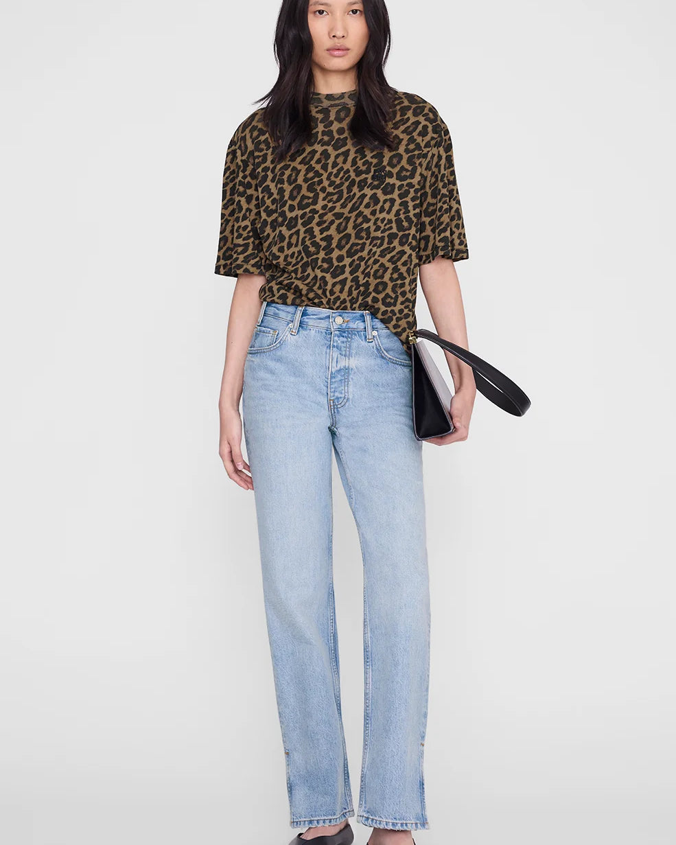 Tee-shirt Avi Anine Bing, coloris black and brown leopard, coton – vue 2