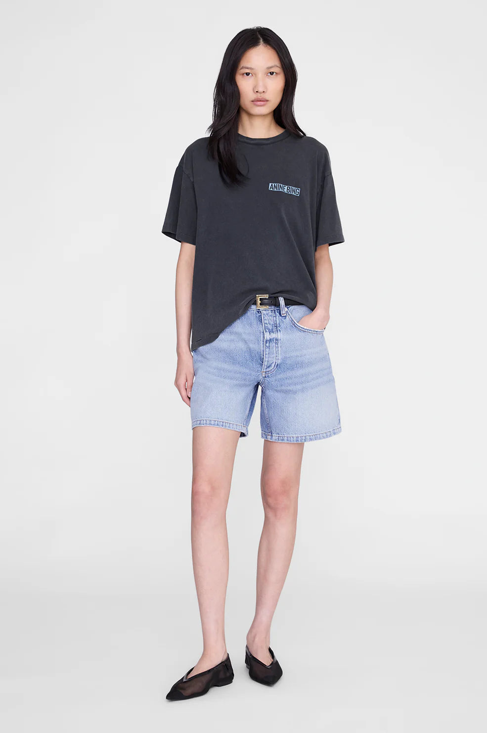 Tee-shirt Cade Palm Anine Bing, coloris washed black, coton – vue 3