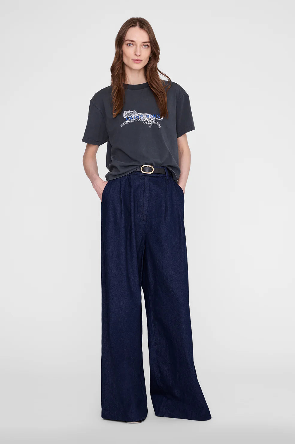 Tee-shirt léopard Cade Anine Bing, coloris washed black, coton – vue 2