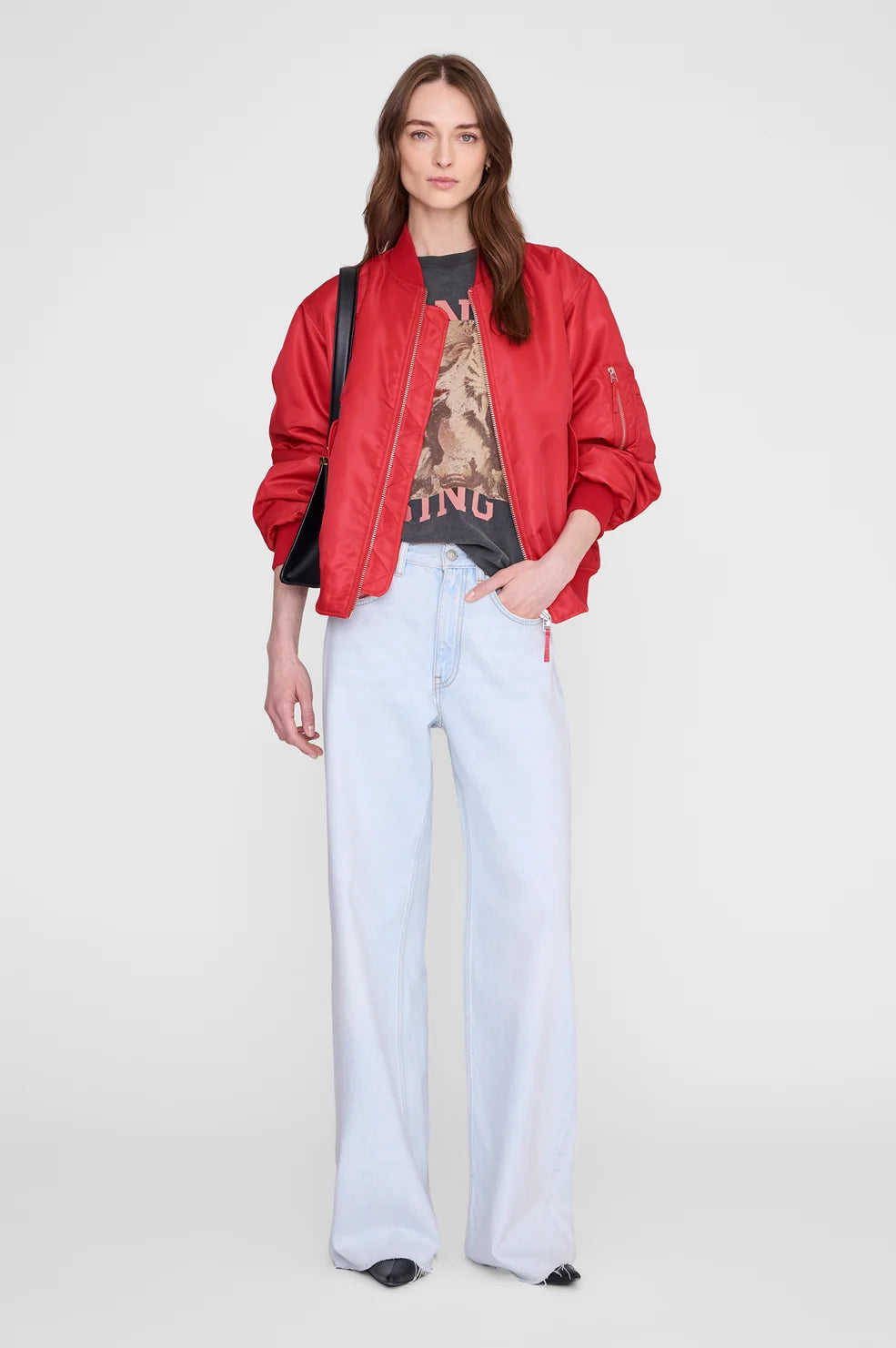 Bomber Léon Anine Bing, coloris rouge, polyester – vue 2