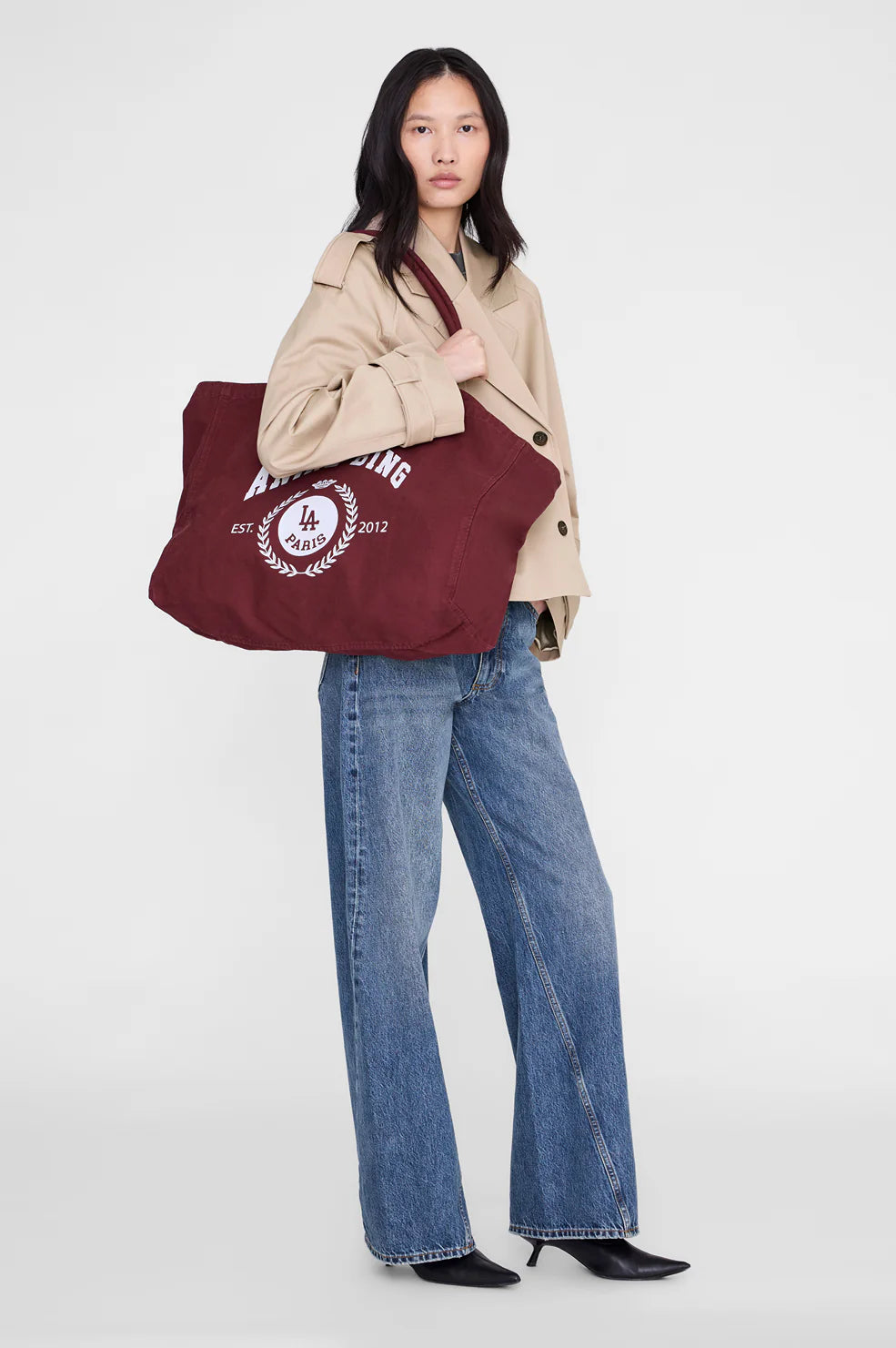 Tote Bag en coton Anine Bing, coloris figue – vue 2
