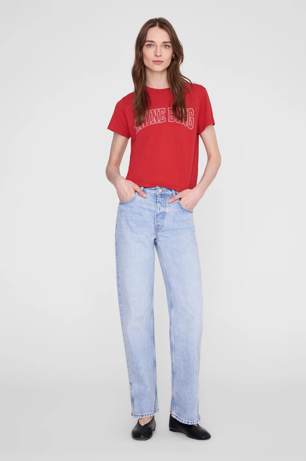 Tee-shirt Shelley Anine Bing, coloris rouge, coton – vue 2