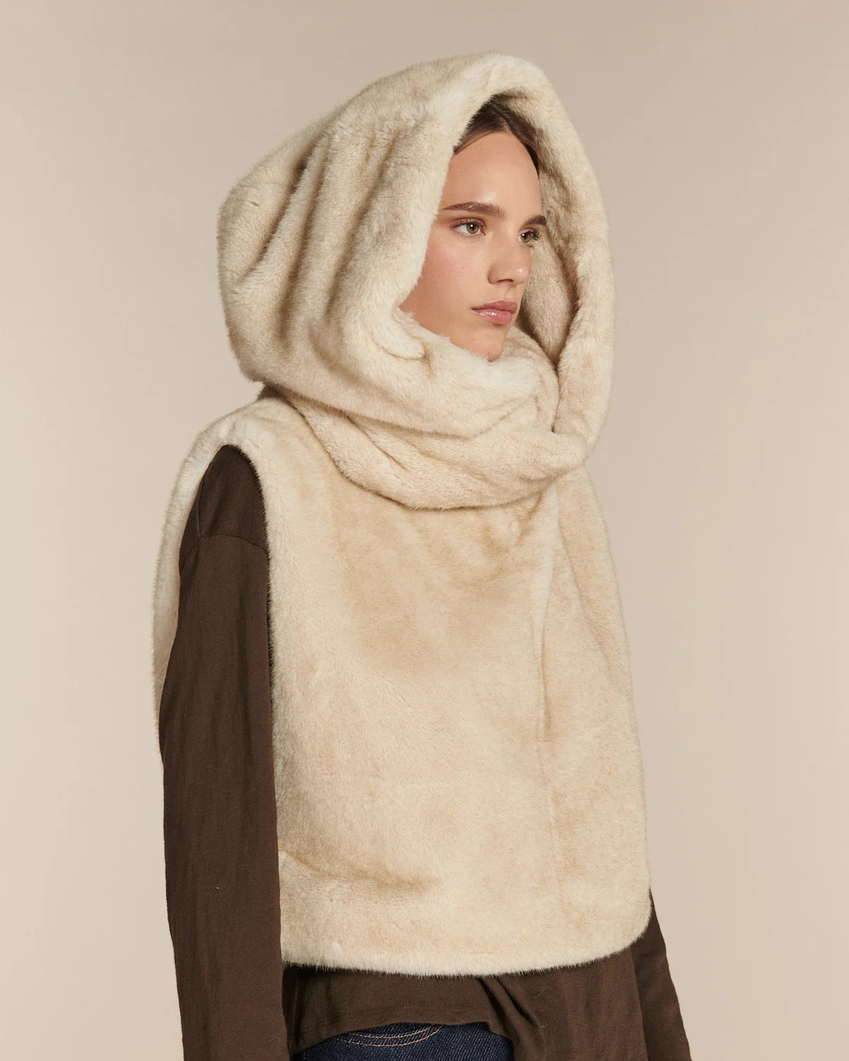 Capuche Adèle Labdip, coloris creme, polyester – vue 4