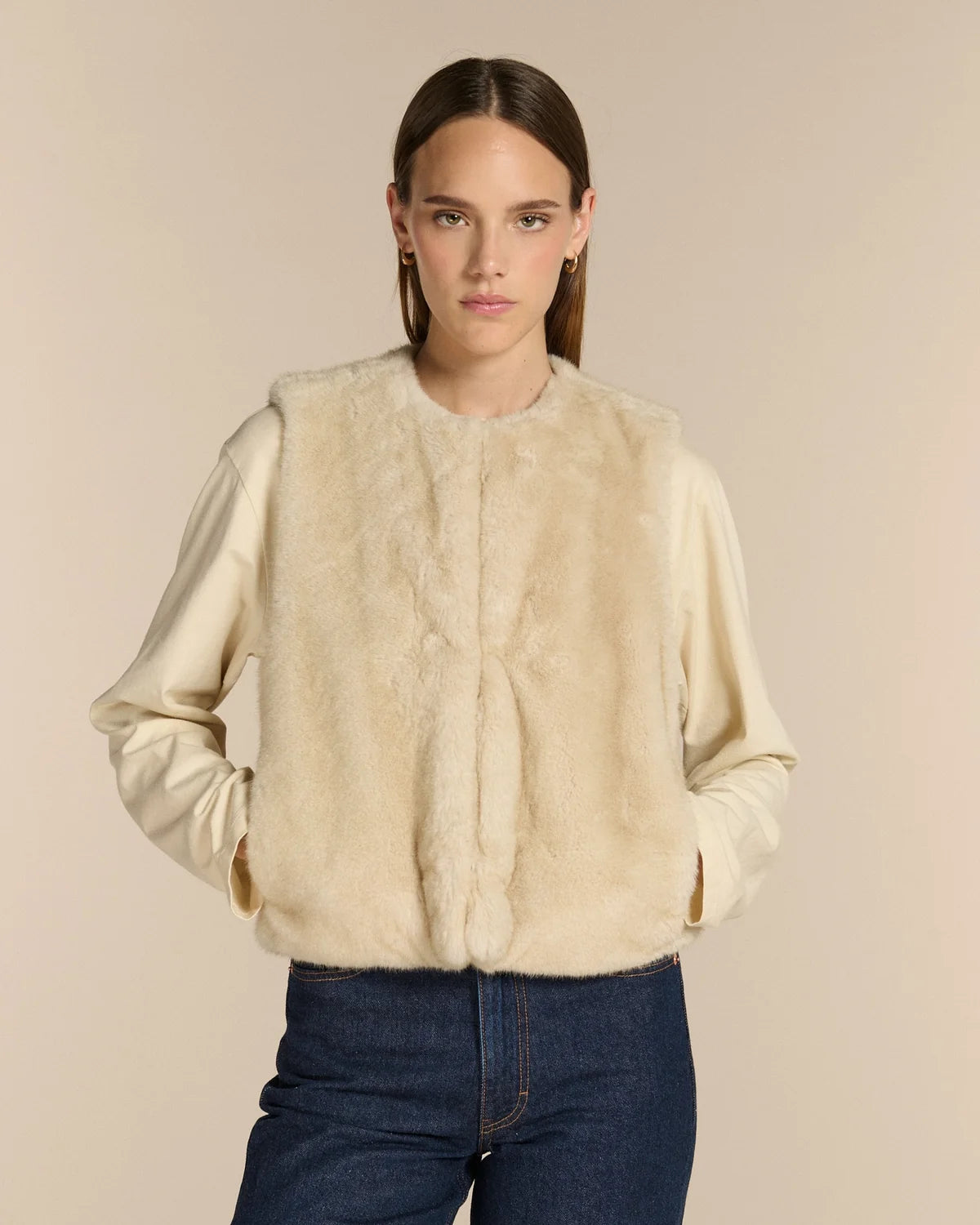 Gilet Baci Labdip, coloris creme, polyester – vue 2