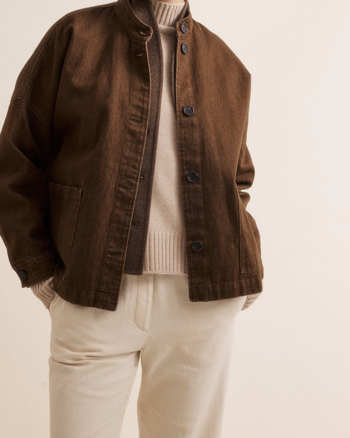 veste ne denim femme, arque hardford modele vally, coloris marron