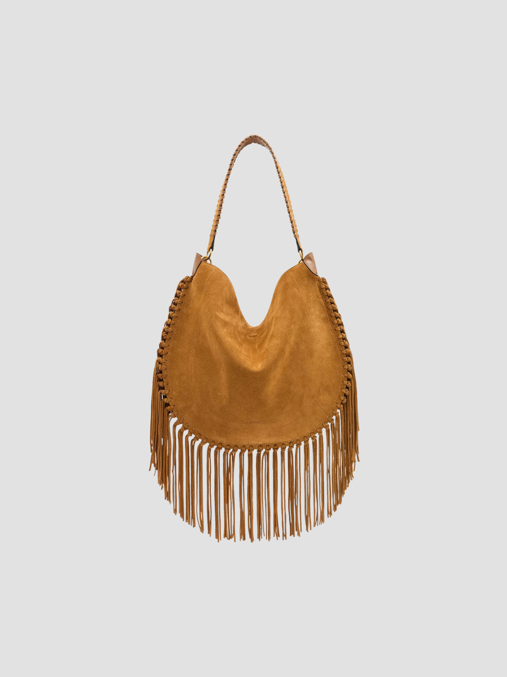 Sac Oskan hobo soft franges Isabel Marant, coloris cognac, cuir