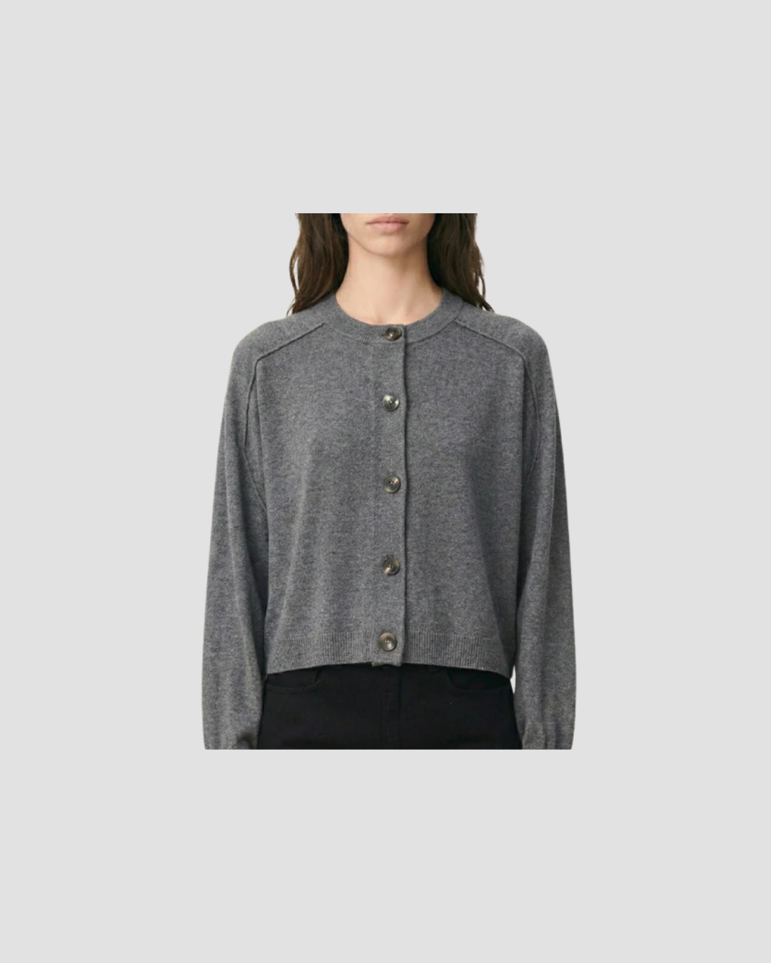 Cardigan Douve Vanessa Bruno, coloris gris, laine – vue 2