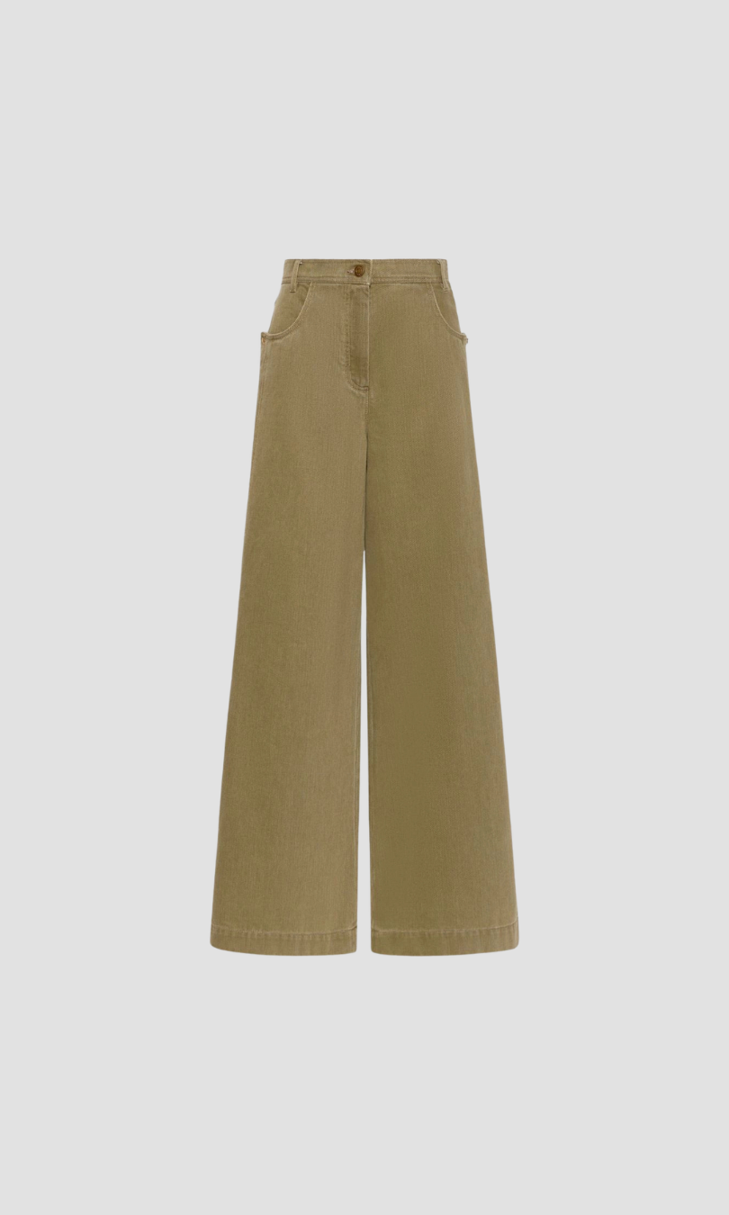 Pantalon Lamaro Max Mara, coloris kaki, coton