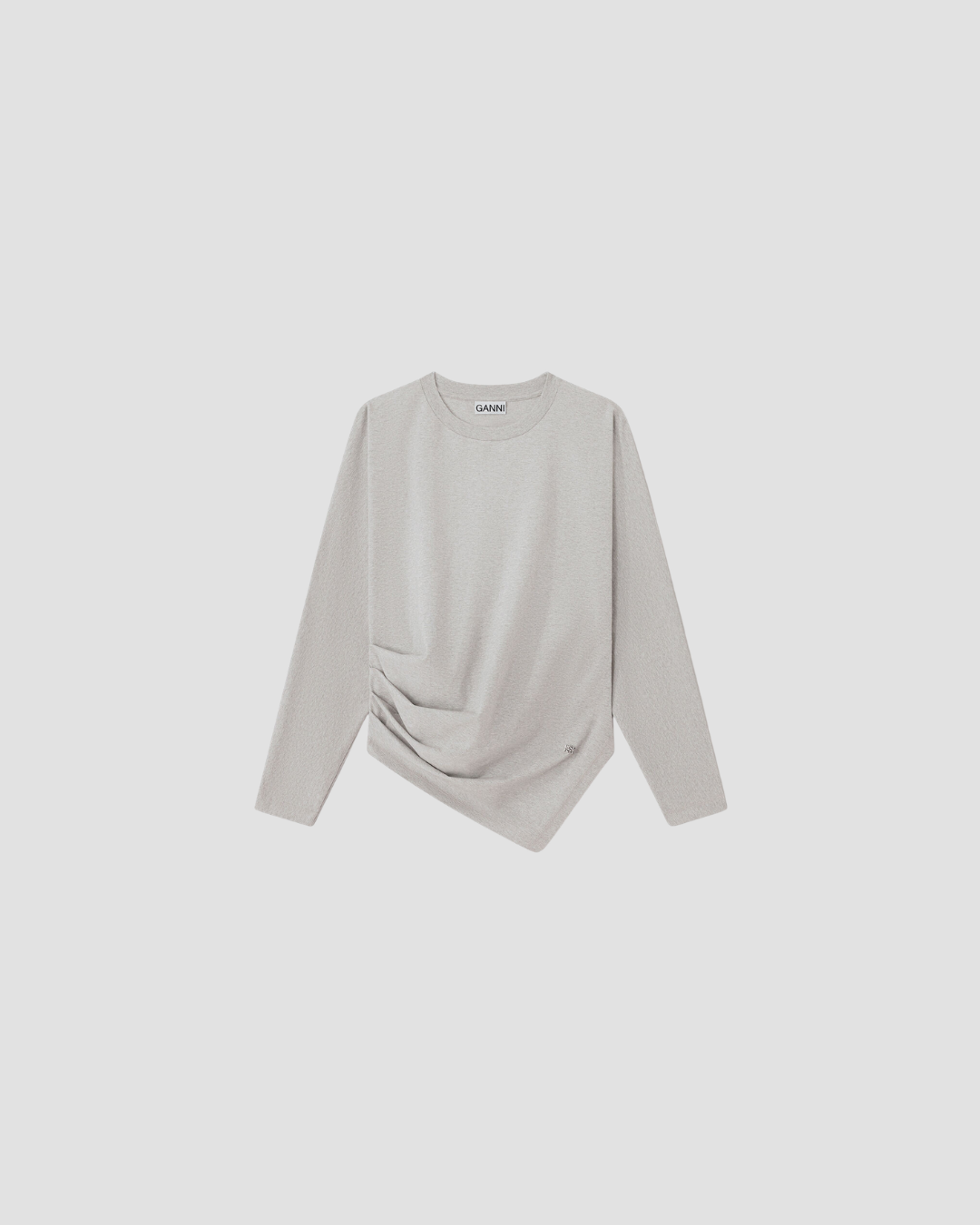 Tee-shirt drapé A1040543 Ganni, coloris gris chiné, coton