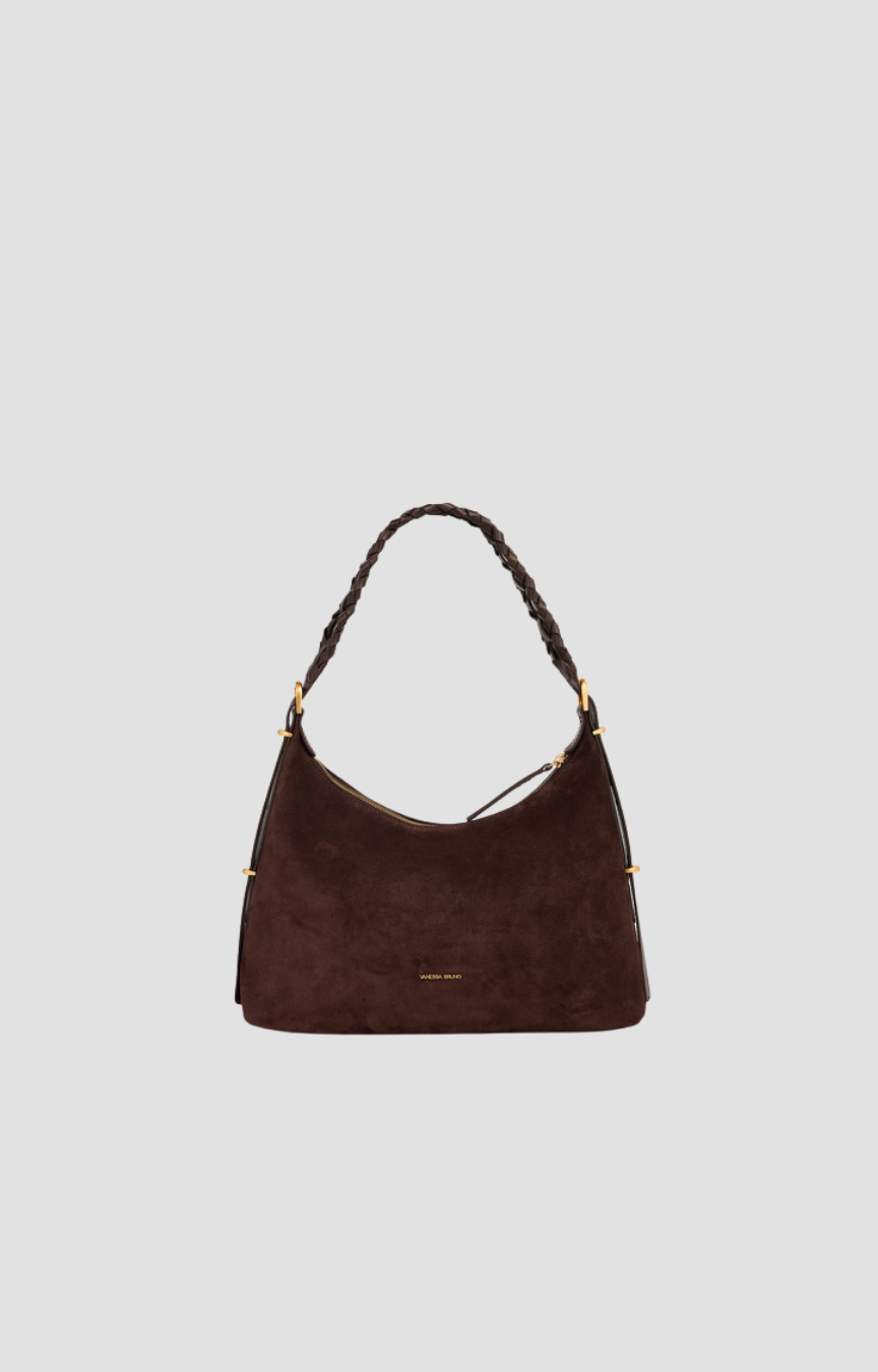 Sac Jess Hobo PM Vanessa Bruno, coloris chocolat, cuir
