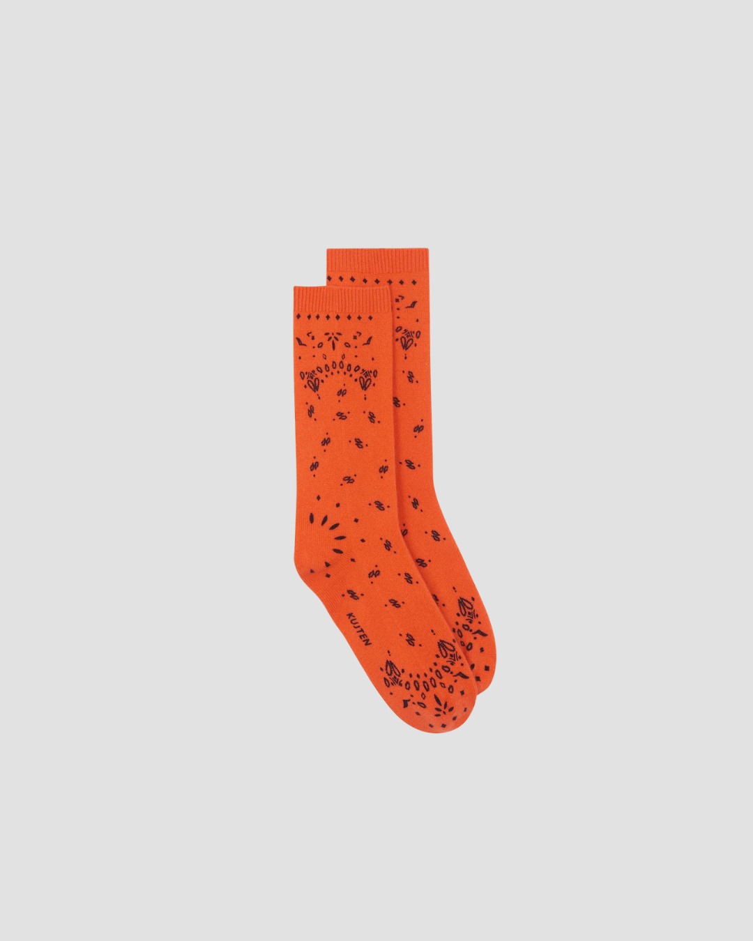 Chaussettes bandana Kujten, coloris orange, cachemire – vue 3