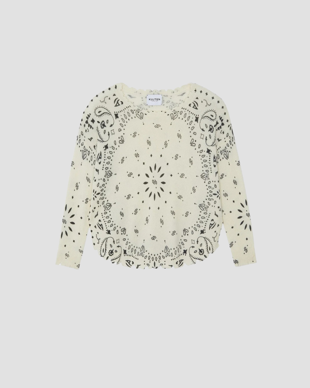 Pull Mela bandana Kujten, coloris blanc, cachemire – vue 3