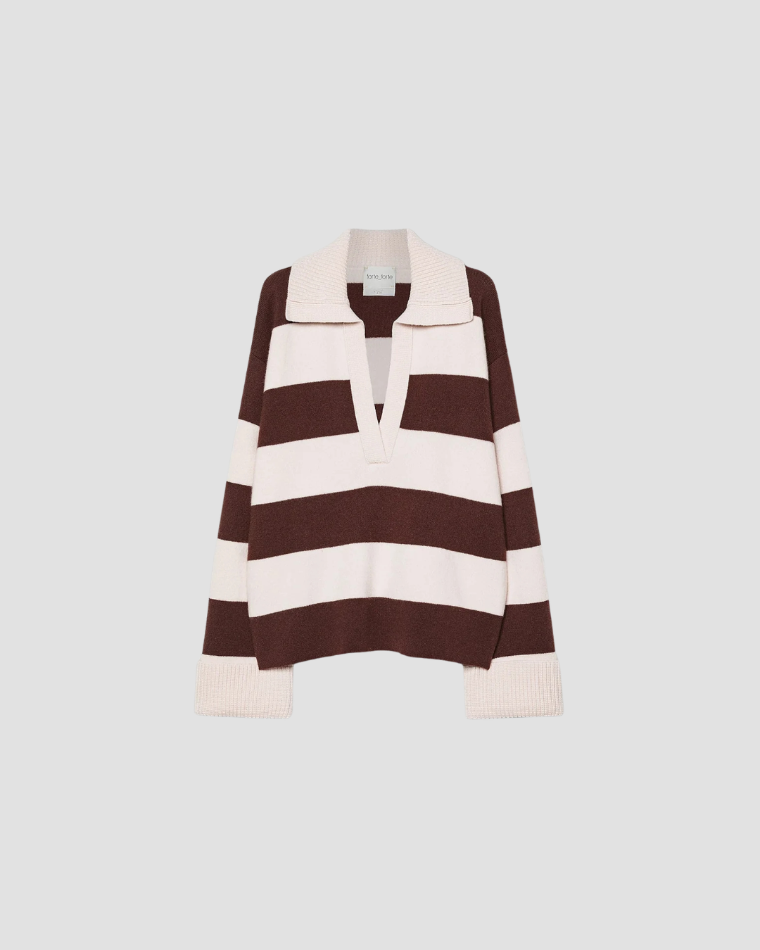 Pull polo 15438 Forte Forte, coloris marron rose, laine