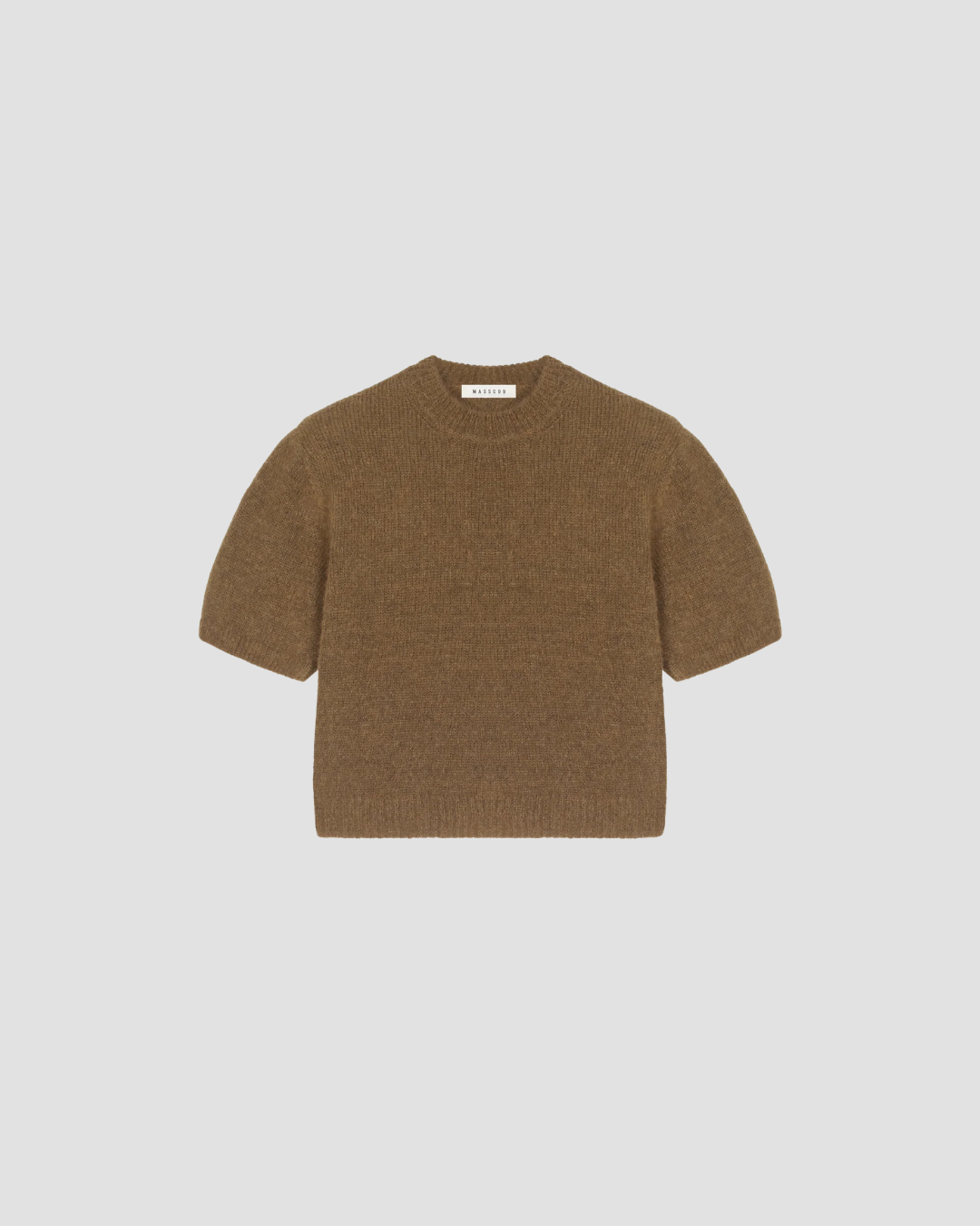 pull manches courte en laine, marque masscob, modele moria, coloris olive