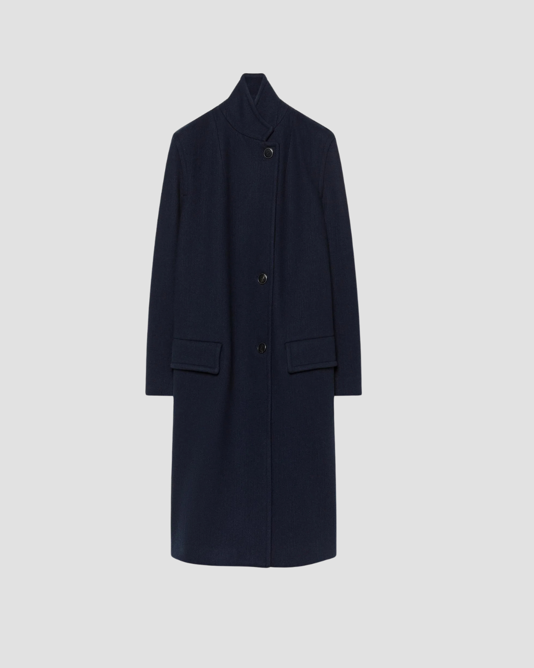 manteau long femme, marque pomandere, coloris bleu marine, référence 262-6203/34334