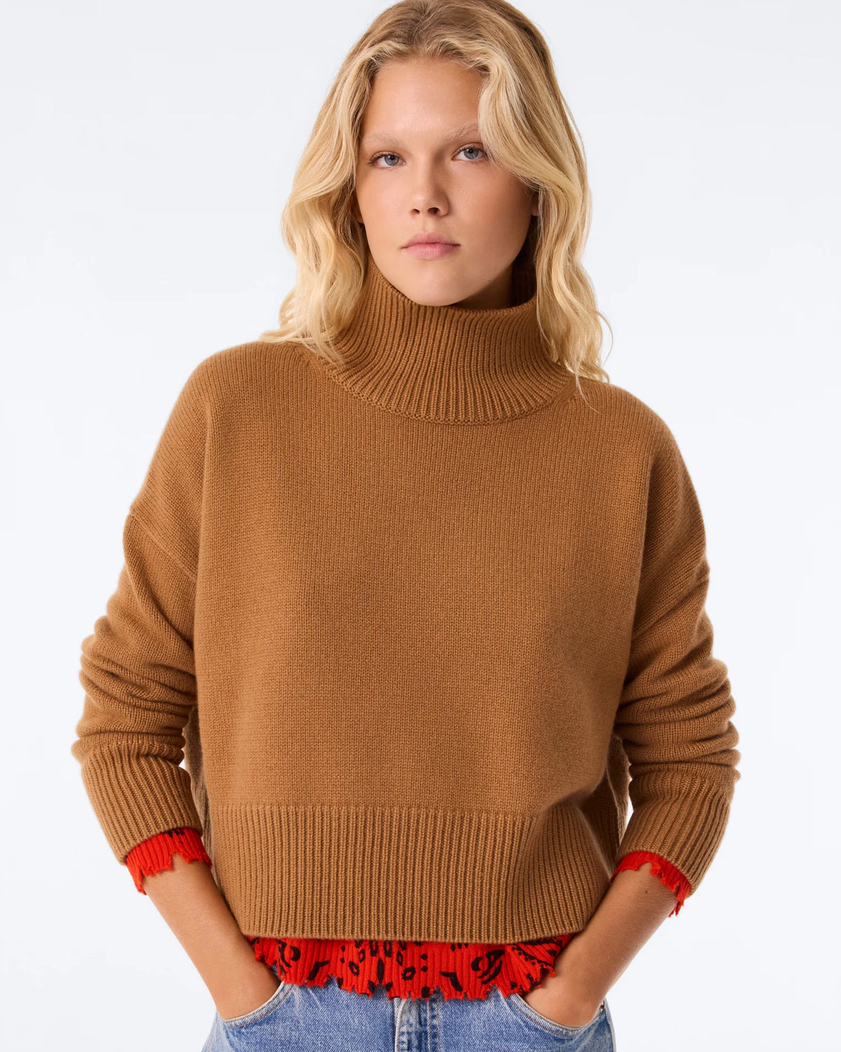 Pull Ulla crop Kujten, coloris macchiato, cachemire – vue 4