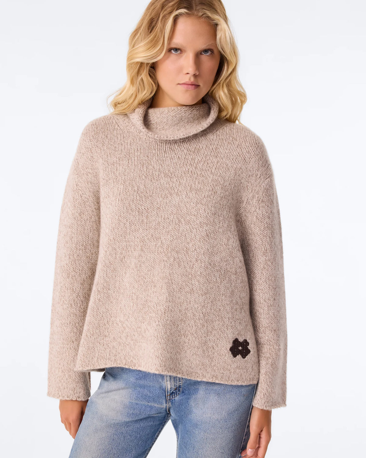 Pull Cristy Kujten, coloris taupe, cachemire – vue 2