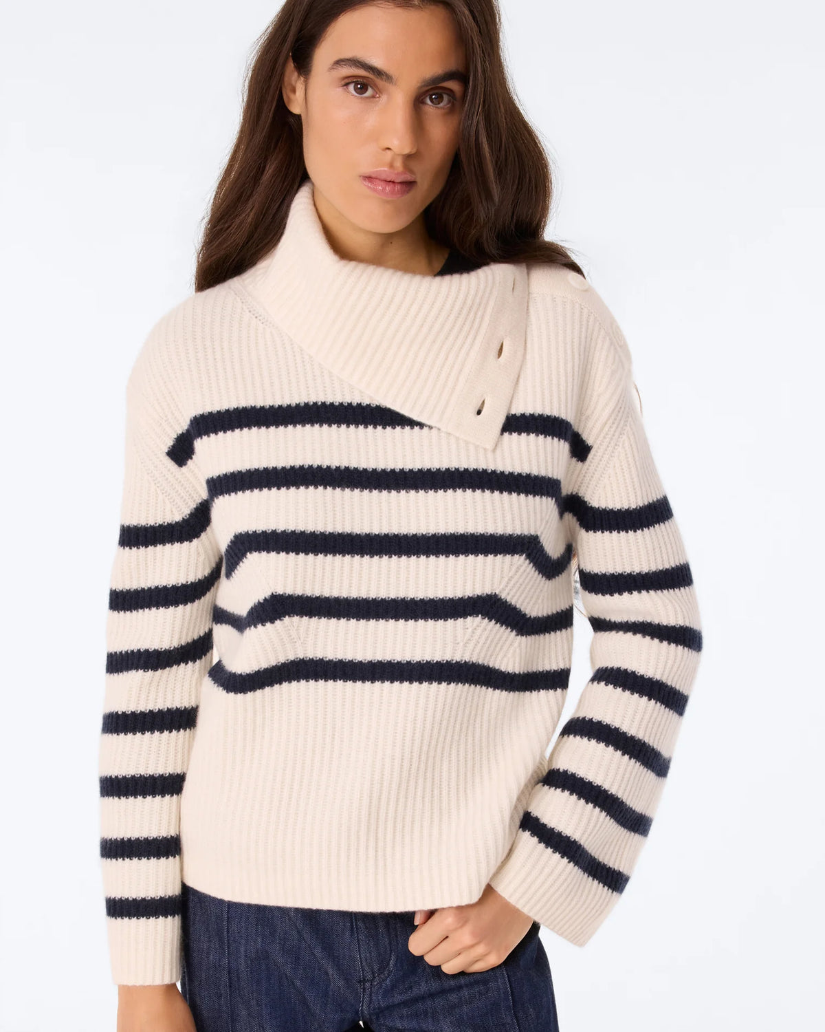 Pull Vale Kujten, coloris blanc, cachemire – vue 2