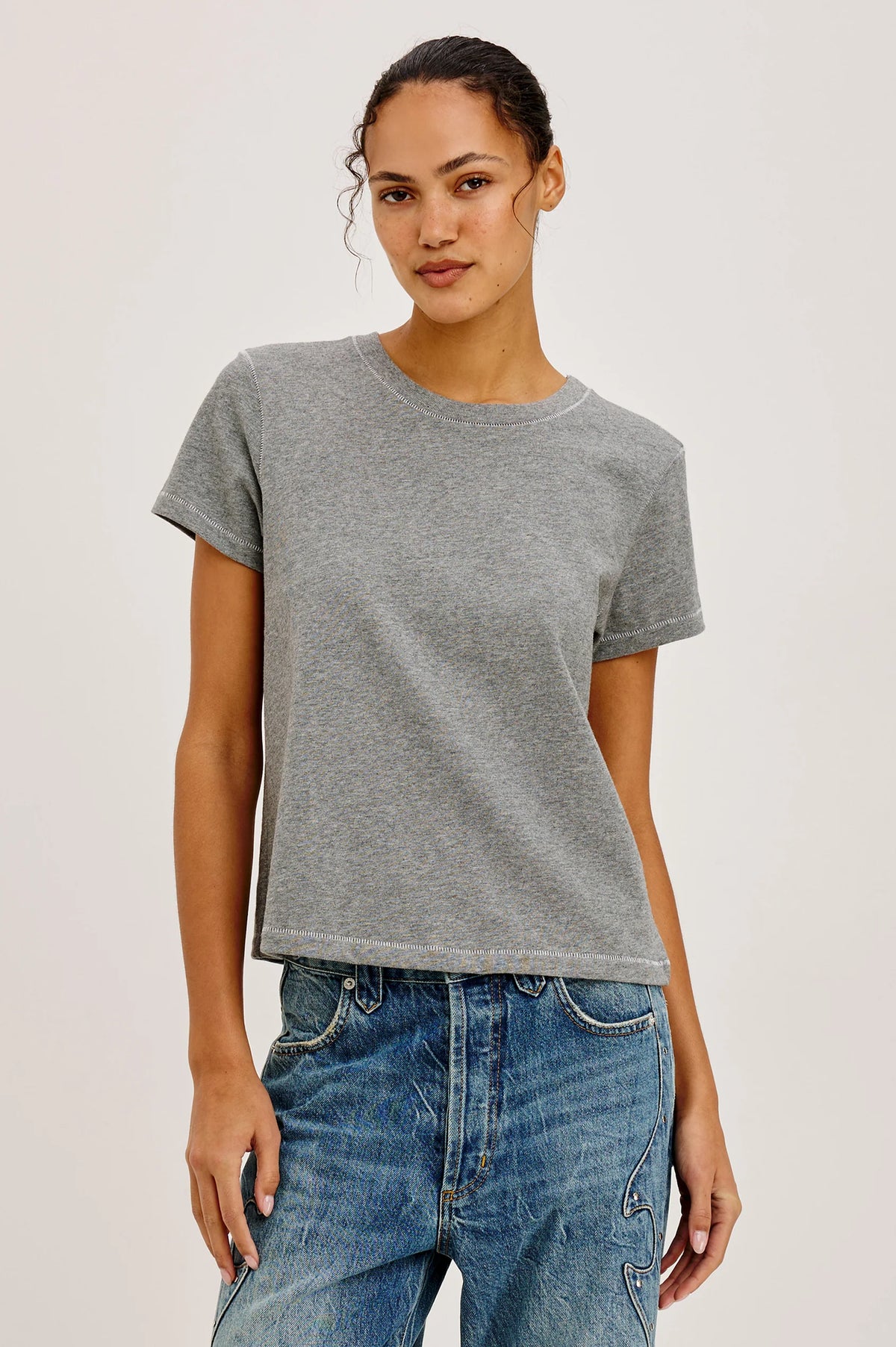 Tee-shirt manches courtes, coloris gris, marque Rails, modèle Girlfriend