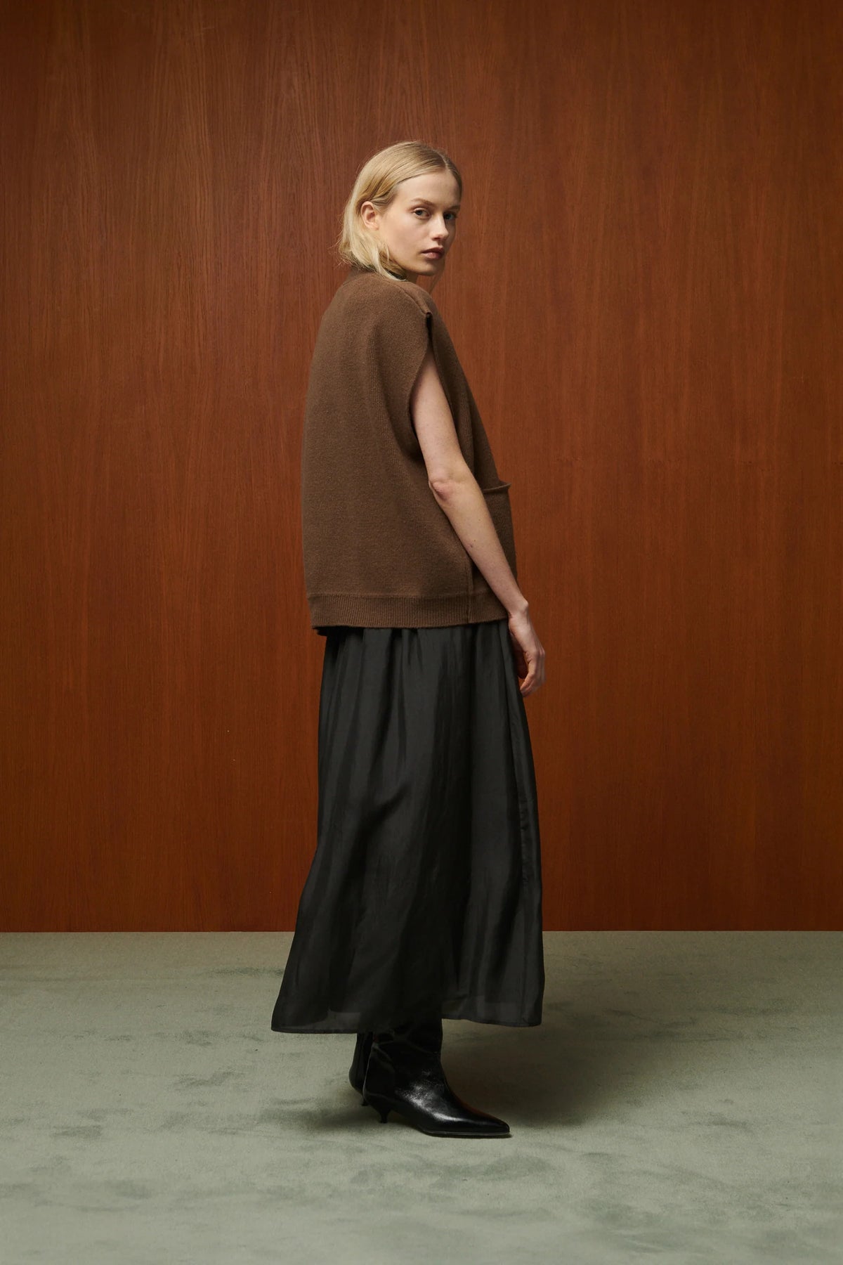 Gilet David Belle Pièce, coloris brown, laine – vue 2