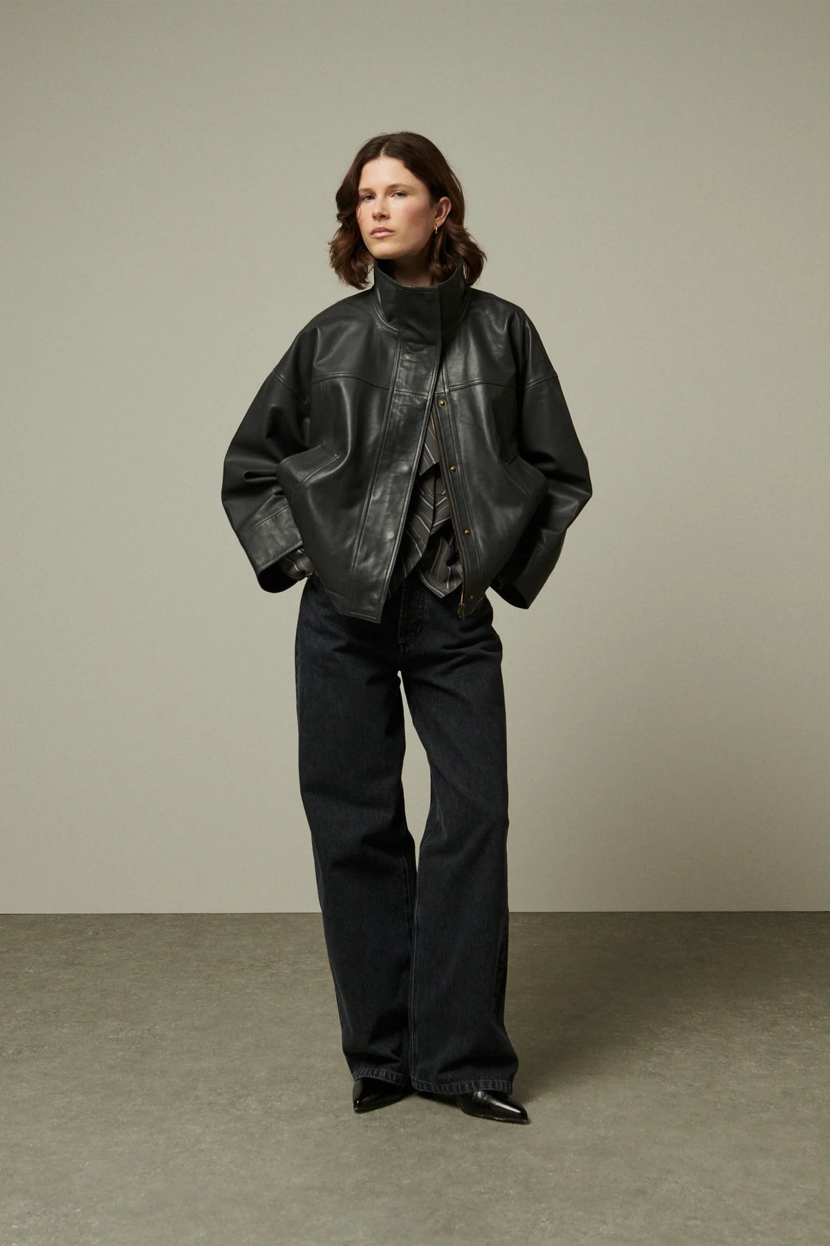 Veste Tiziano Belle Pièce, coloris antracite, cuir
