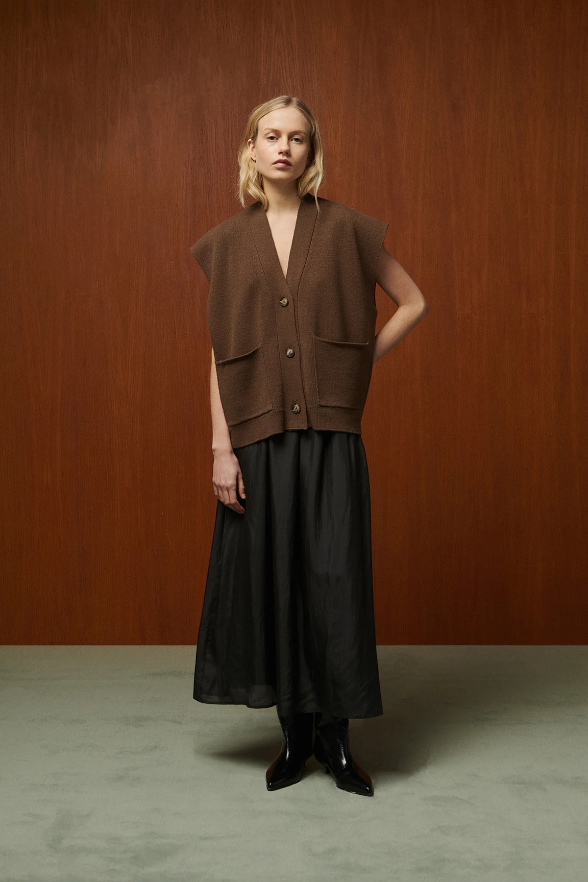 Gilet David Belle Pièce, coloris brown, laine