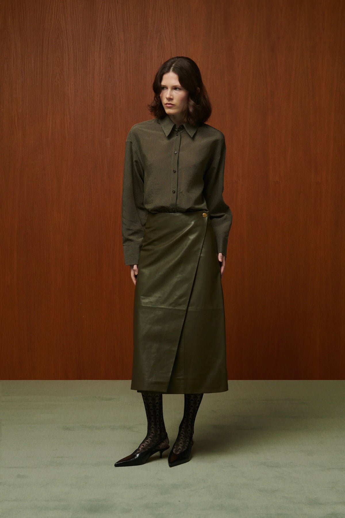 Jupe Pénélope Belle Pièce, coloris bronze, cuir