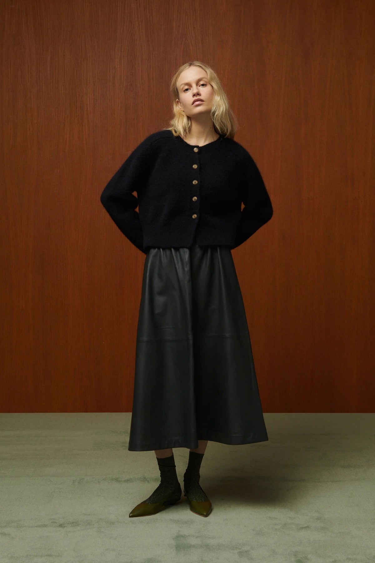 Jupe Claude Belle Pièce, coloris antracite, cuir