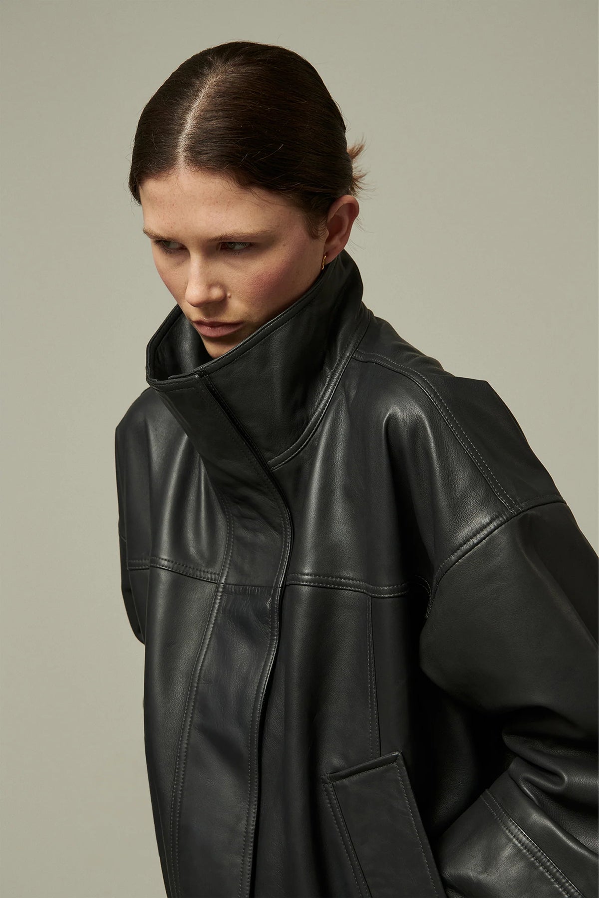 Veste Tiziano Belle Pièce, coloris antracite, cuir – vue 2