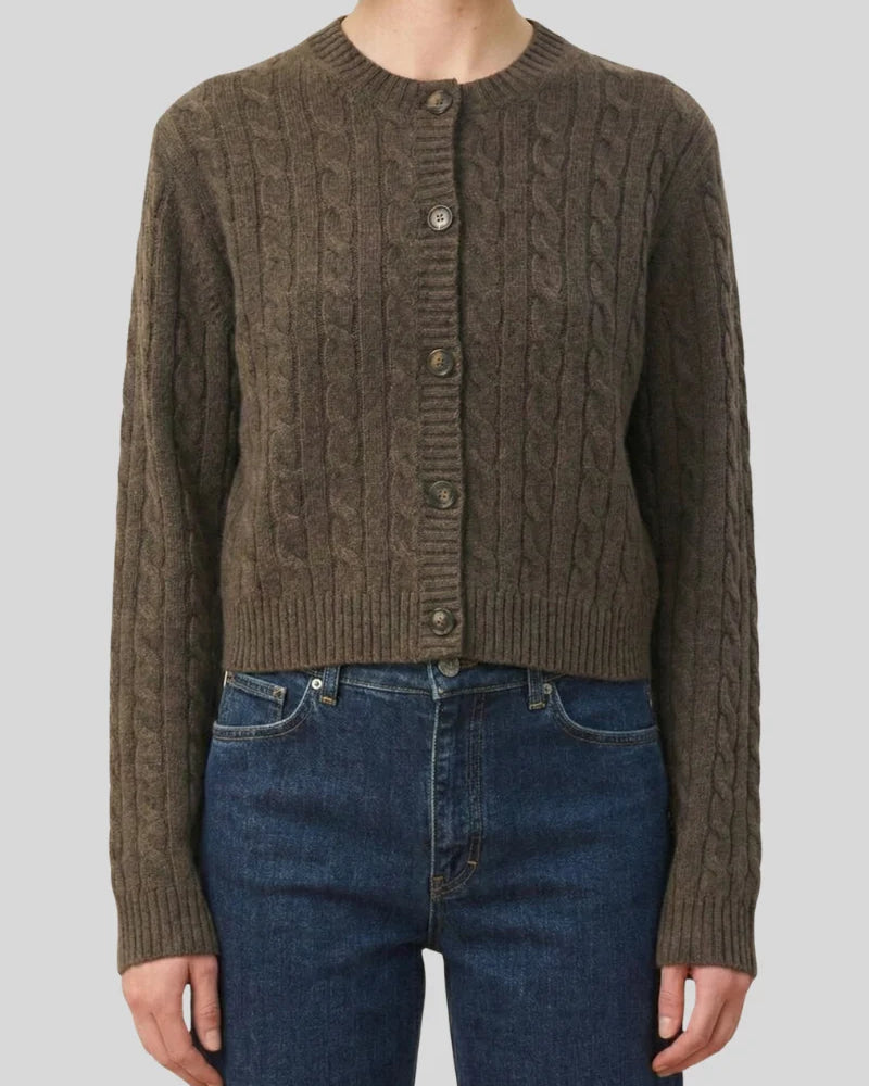 cardigan en laine et cachemire, marque Vanessa Bruno, modèle Hobson, coloris café