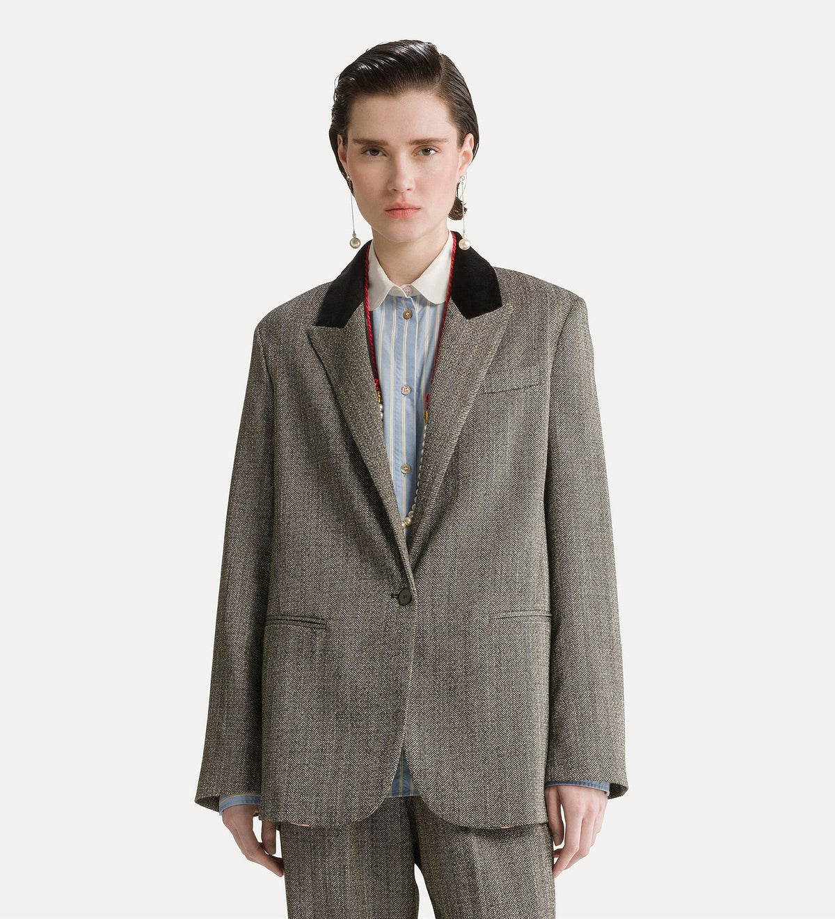 Veste chevrons 15017 Forte Forte, coloris noir – vue 2