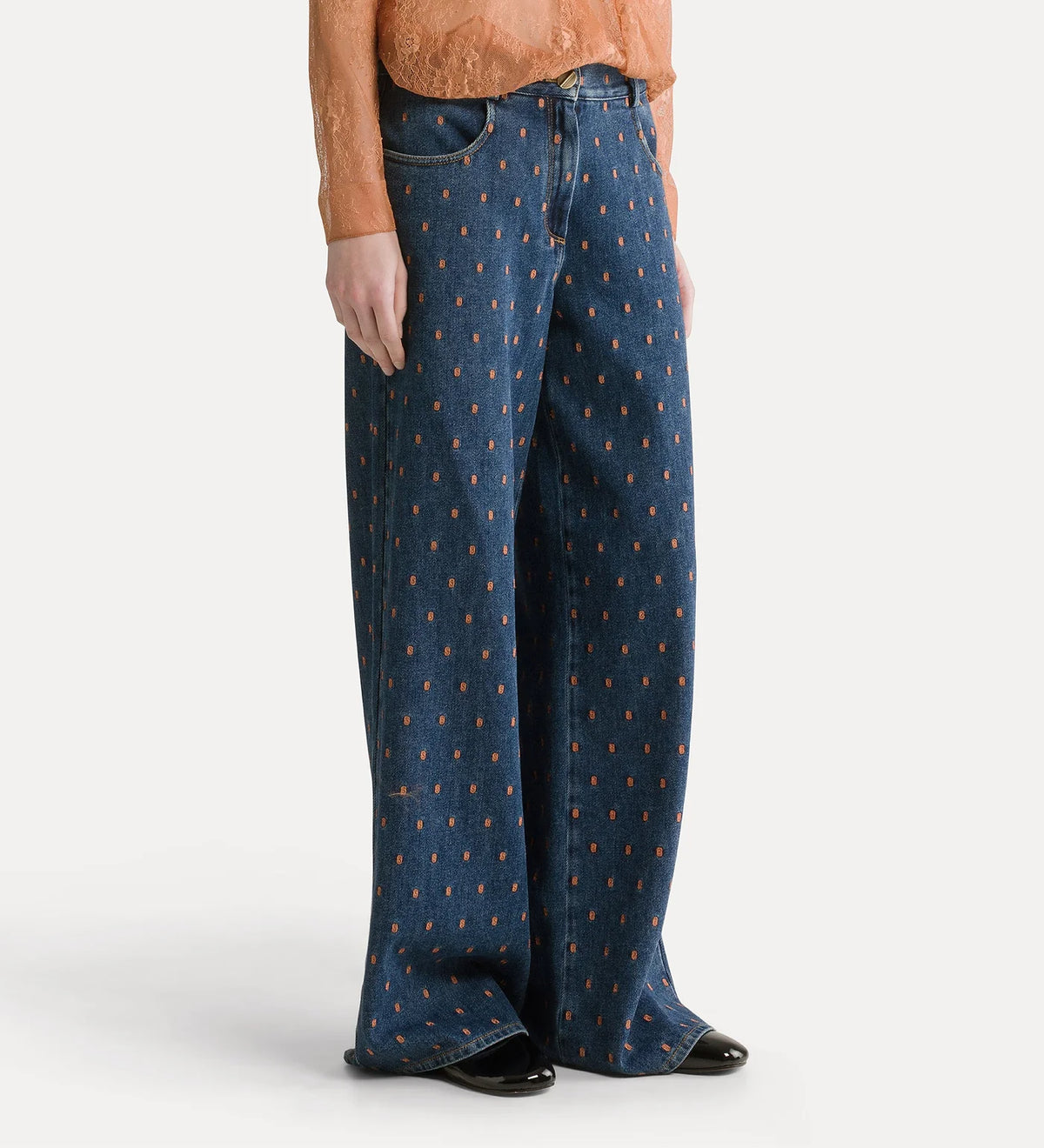 Jean brodé 15033bis Forte Forte, coloris indigo – vue 2
