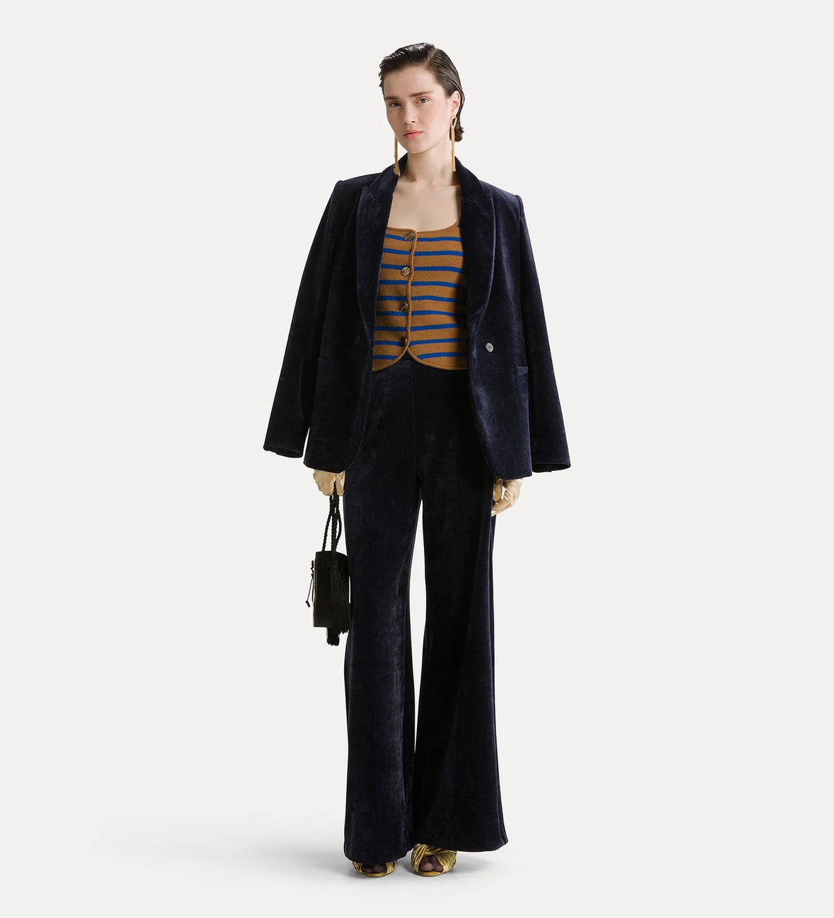 Pantalon velours 15022 Forte Forte, coloris notte – vue 2