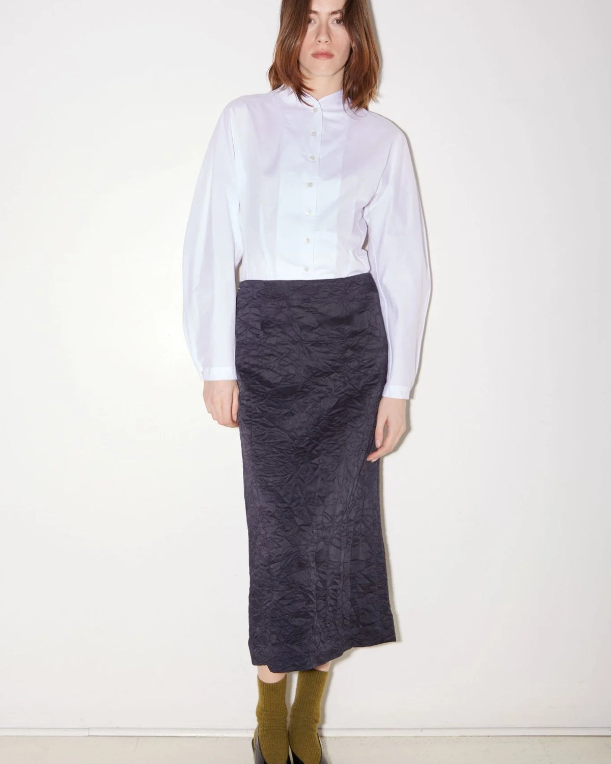 Jupe Martha Roseanna, coloris marine, acétate – vue 2