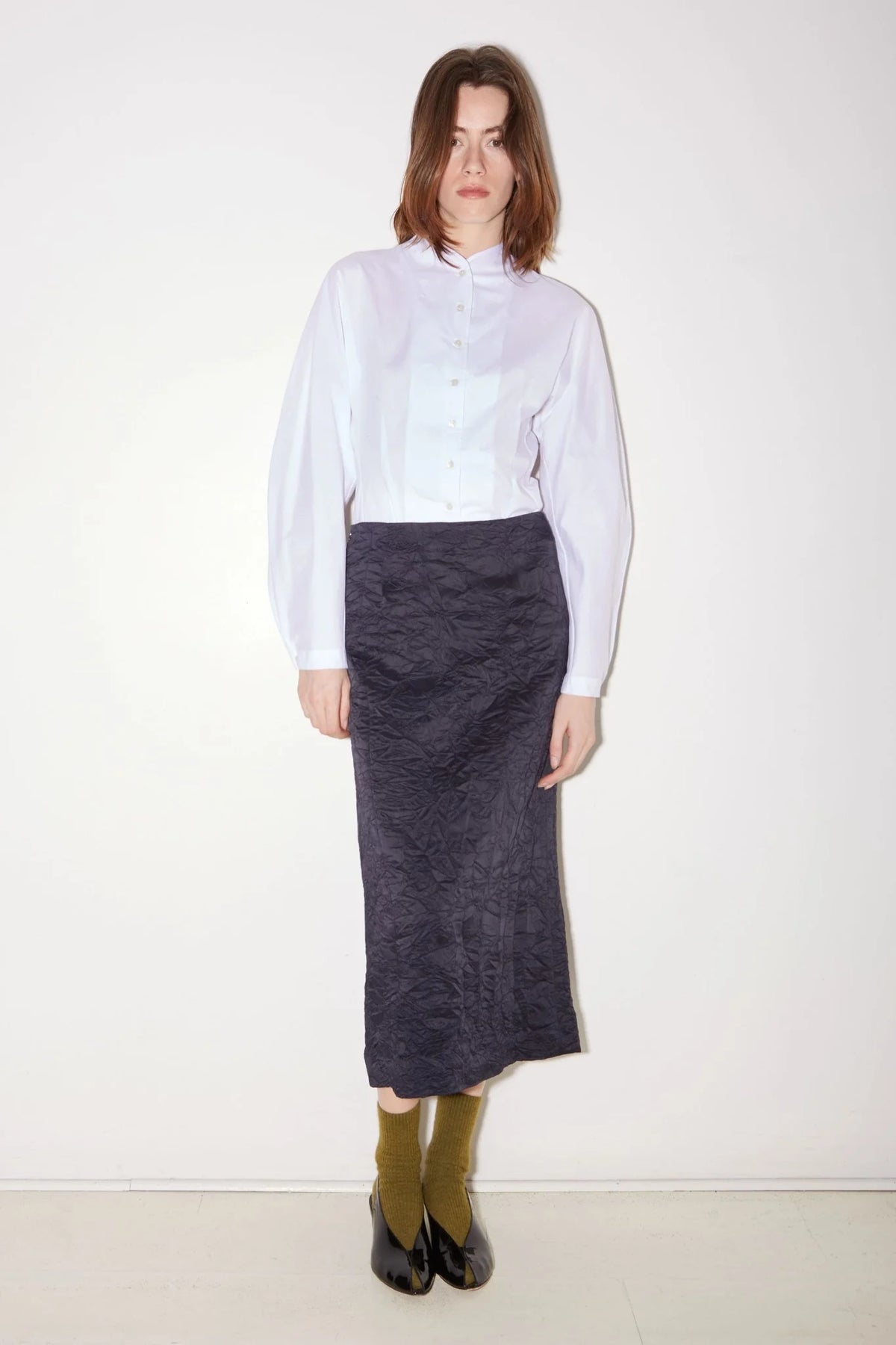 Jupe Martha Roseanna, coloris marine, acétate – vue 2