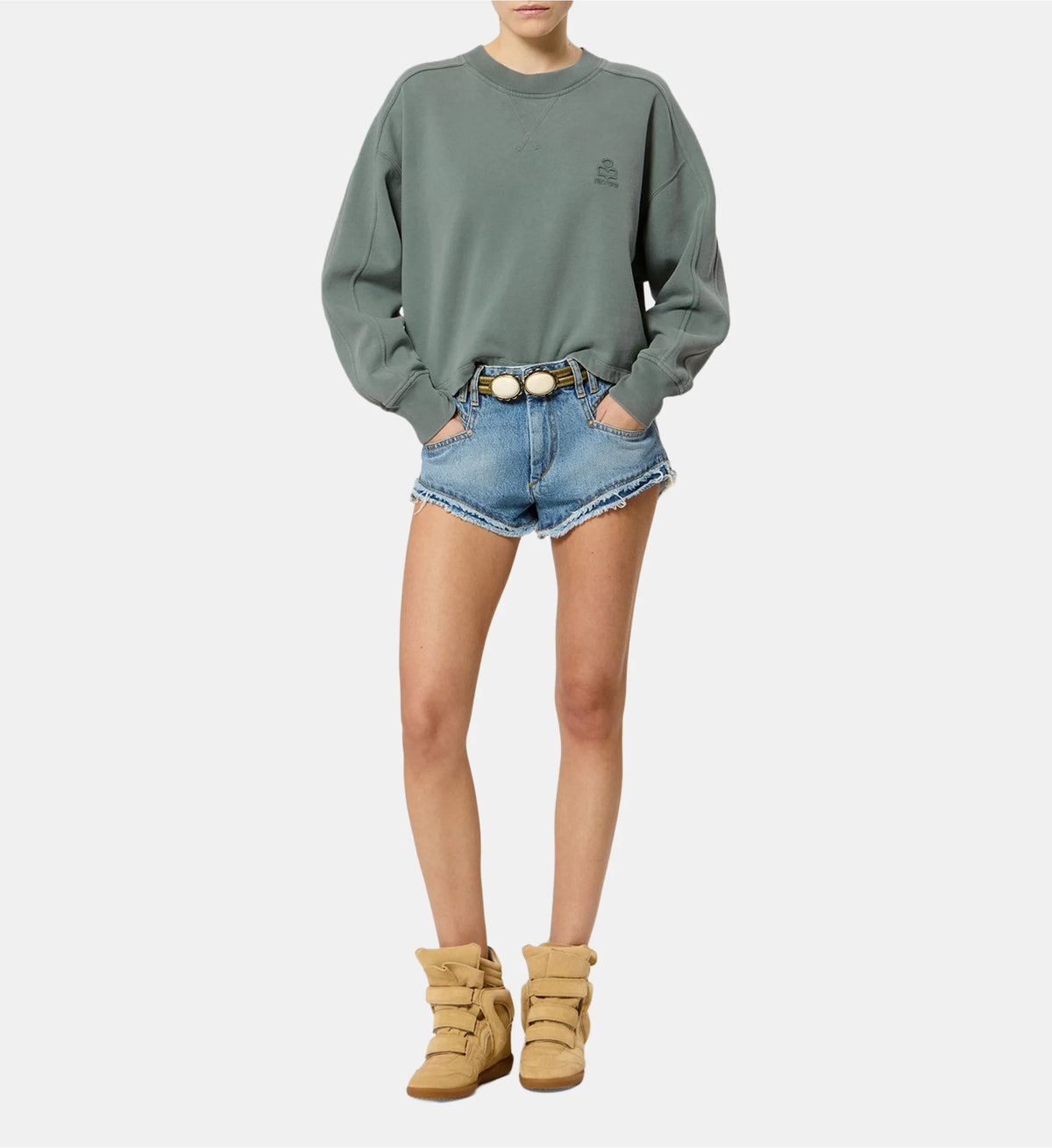 Sweat Sunny Isabel Marant Etoile, coloris sauge, coton – vue 2