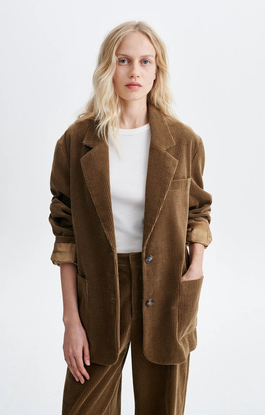 veste en velours côtelé, marque Vanessa Bruno, modèle Heo, coloris taupe