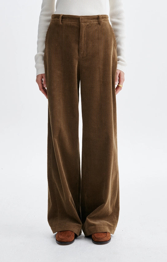 pantalon en velours côtelé, marque Vanessa Bruno, modèle Heric, coloris taupe