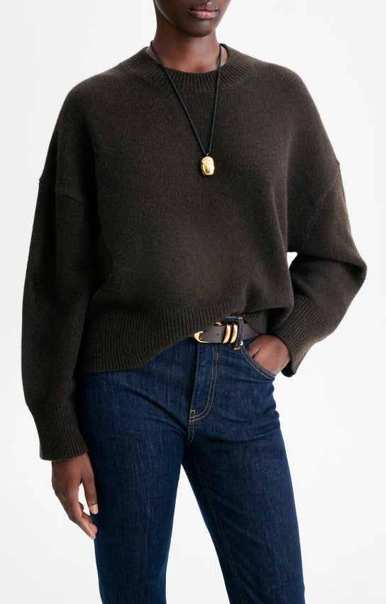 pull col rond en laine et yak, marque Vanessa Bruno, modèle Hinde, coloris marron