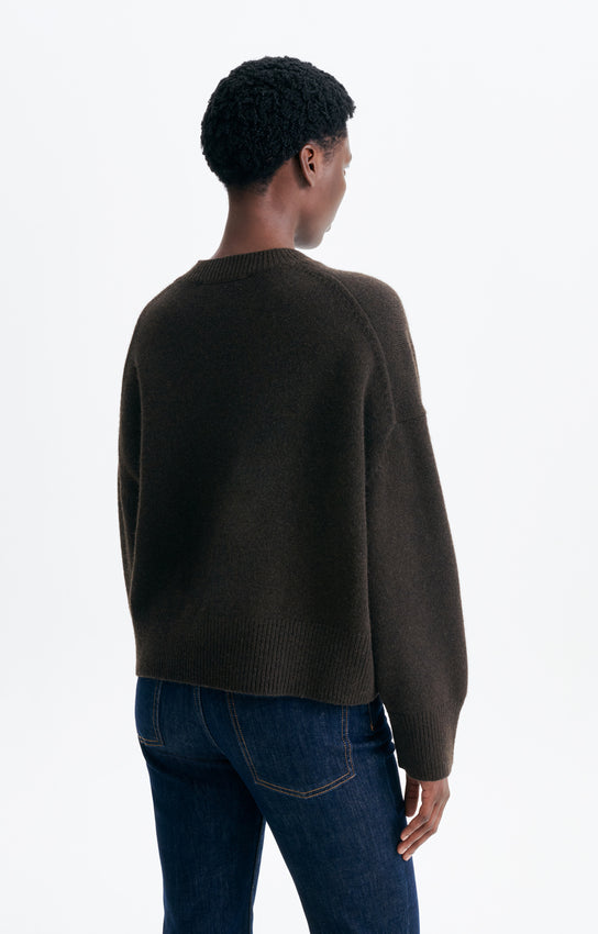 pull col rond en laine et yak, marque Vanessa Bruno, modèle Hinde, coloris marron