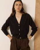 gilet femme, col V , marque hardford, modele moran, coloris marron 