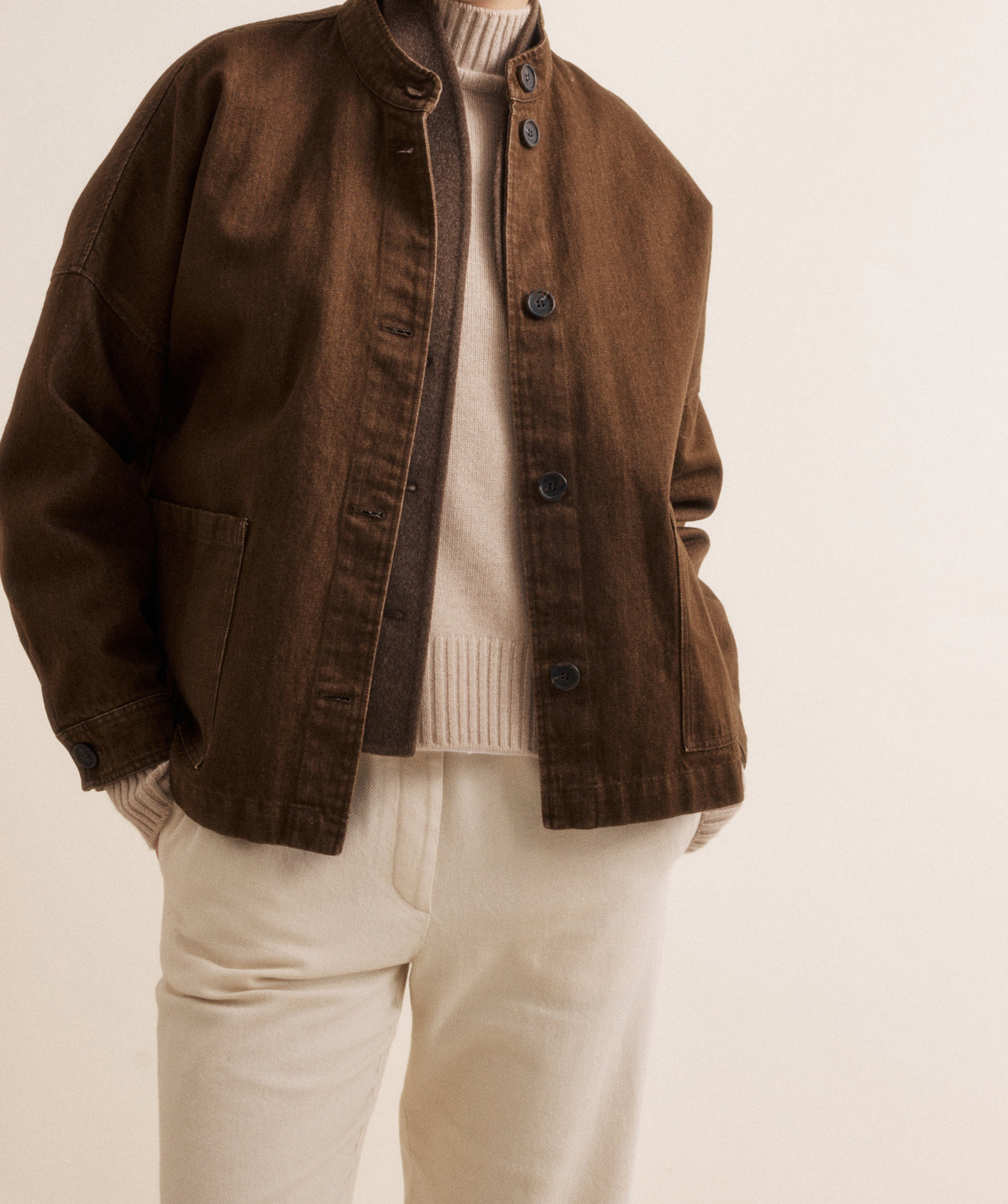veste ne denim femme, arque hardford modele vally, coloris marron 